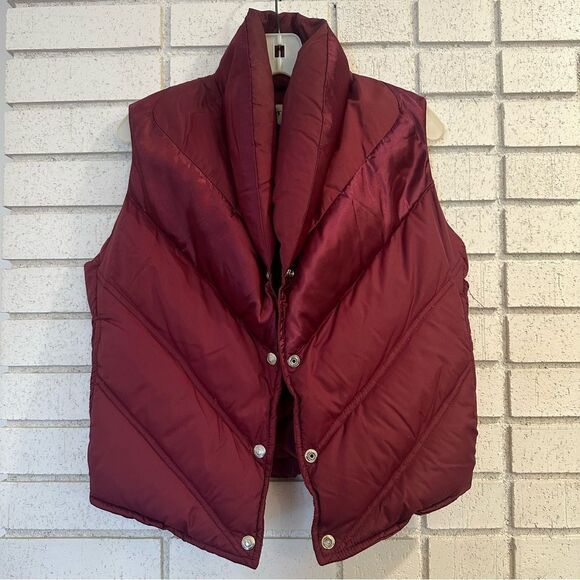 Obermeyer Vintage Red Maroon Puffer Goose Down Vest Size Large - Picture 1 of 14